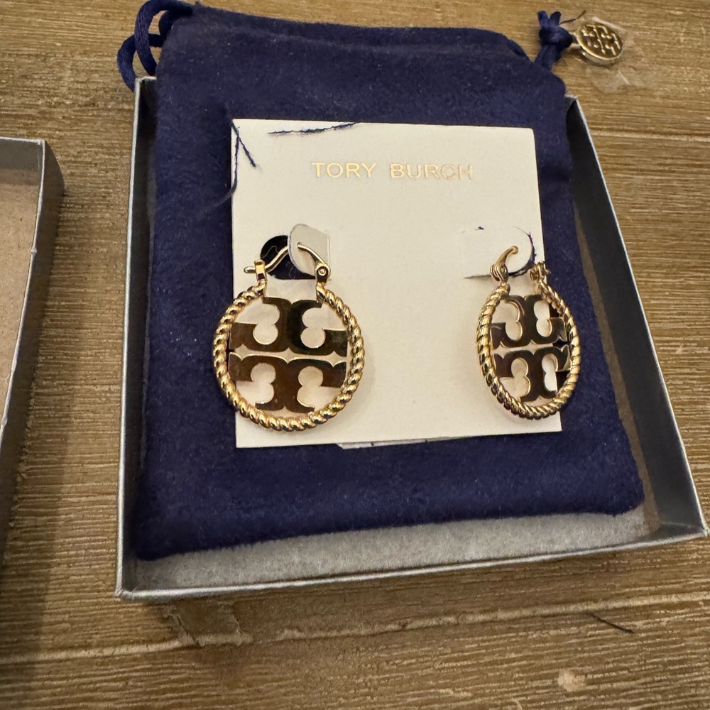 Tory Burch Rope Logo Hoop Earrings - Picture 4 of 4